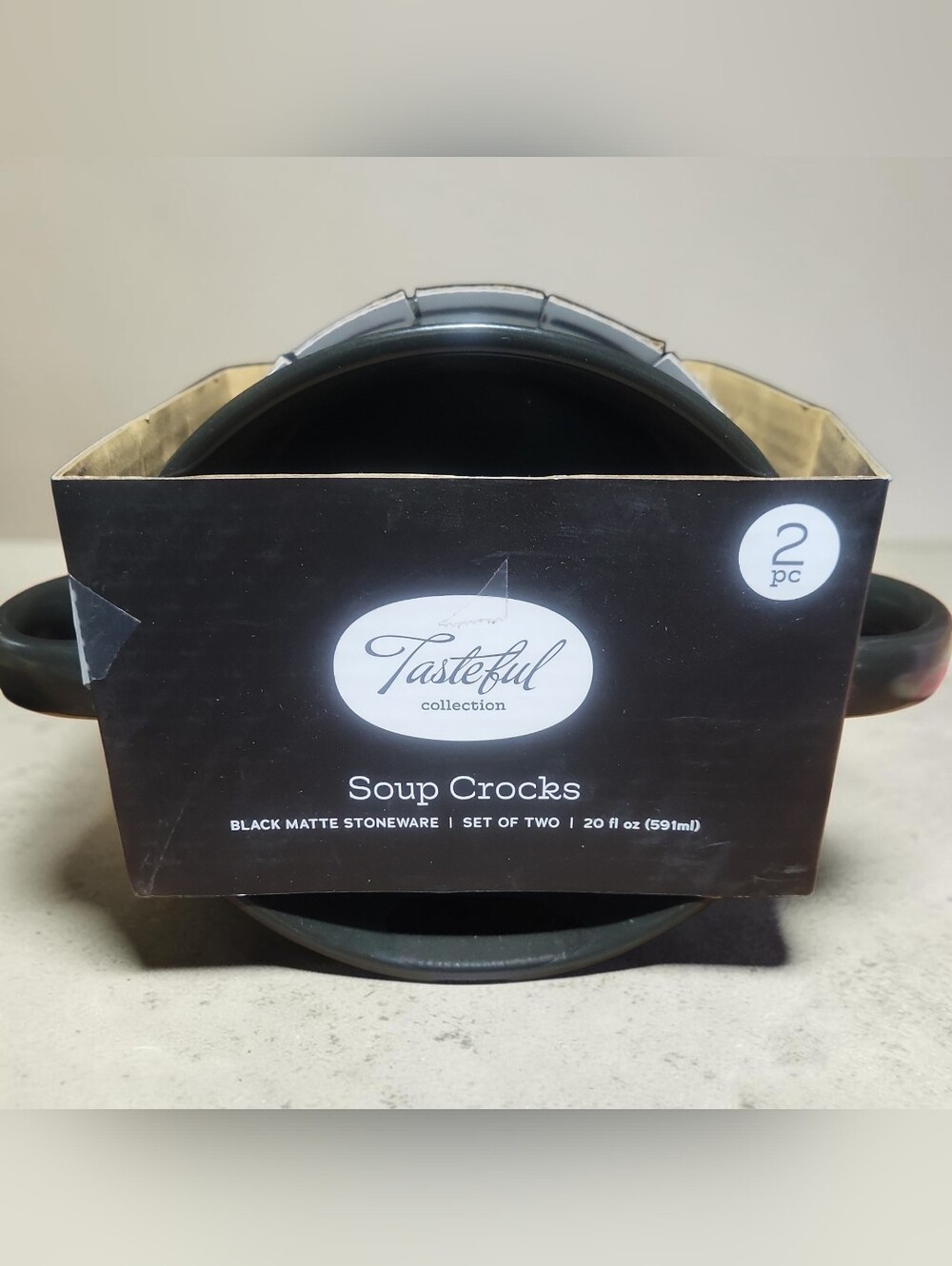 Black Matte Stoneware Soup Crocks - Set of 2